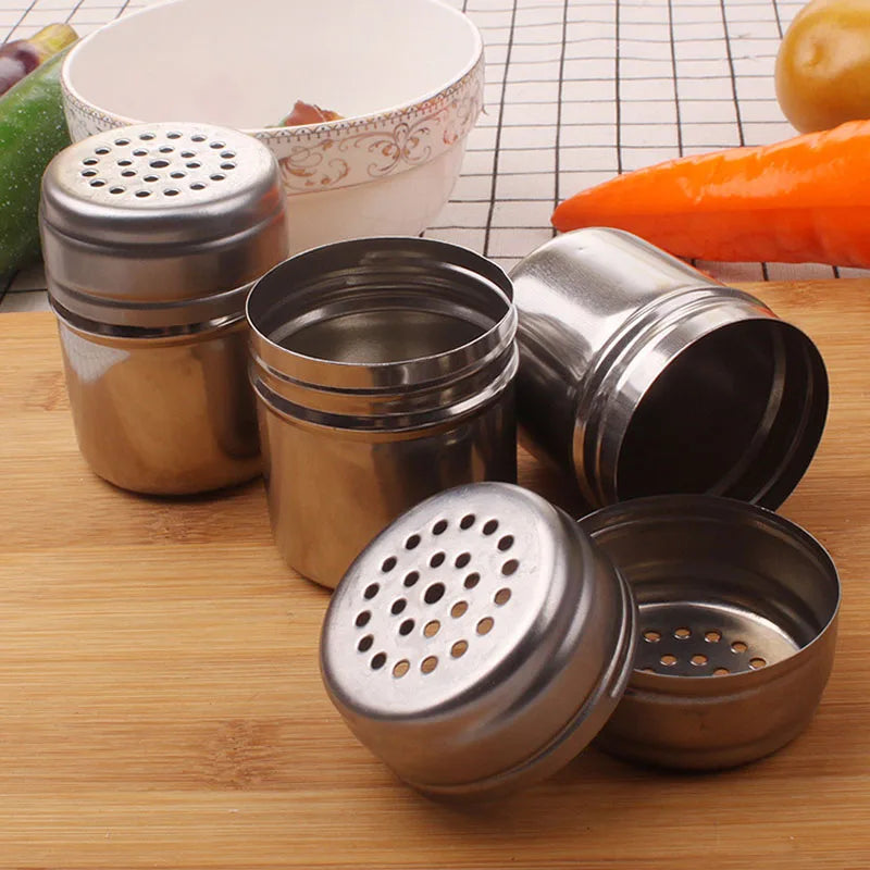 5*7cm Stainless Steel Salt Shaker Jar Sugar Pepper Toothpick Storage Bottle BBQ Picnic Seasoning Storage Jars ZA5930