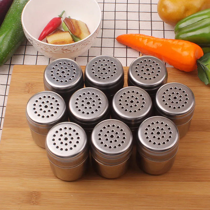5*7cm Stainless Steel Salt Shaker Jar Sugar Pepper Toothpick Storage Bottle BBQ Picnic Seasoning Storage Jars ZA5930