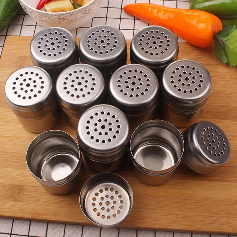 5*7cm Stainless Steel Salt Shaker Jar Sugar Pepper Toothpick Storage Bottle BBQ Picnic Seasoning Storage Jars ZA5930