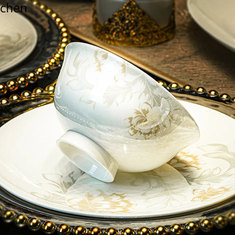 bone china dinnerware set - ceramic plates and bowls