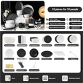 Tableware Set Black And White Rock Slab 8/16/34/55pcs Ceramics Dish Sets Full Set Luxury Dinnerware Set For 2/4/6/8/10 Persons