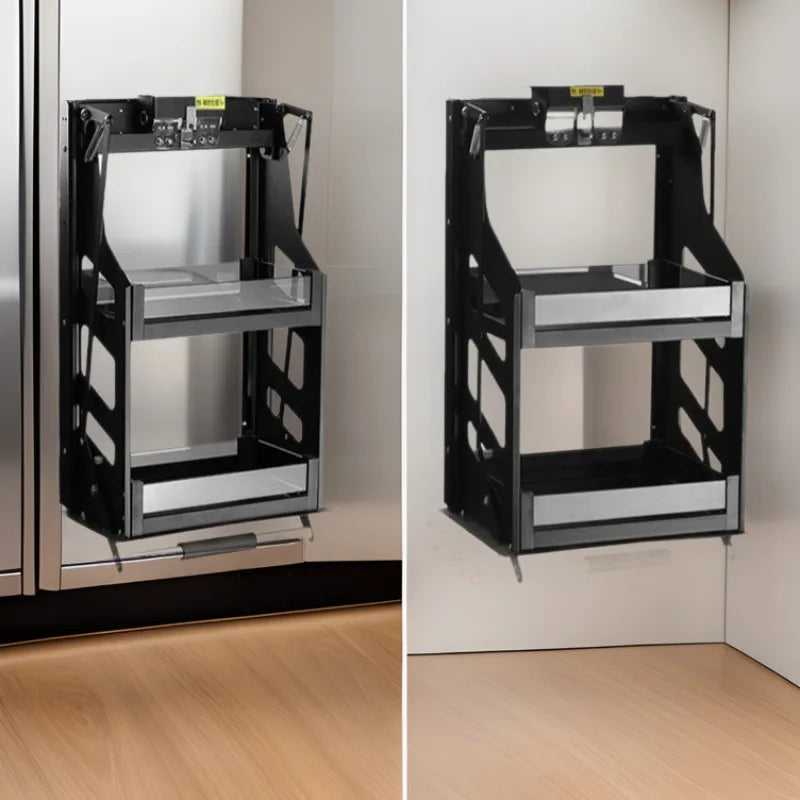 Kitchen Lift Cabinet Pull Basket Pull-down Shelving Cabinets Vertical Lifting of Seasoning Storage Rack Home Kitchen Accessories