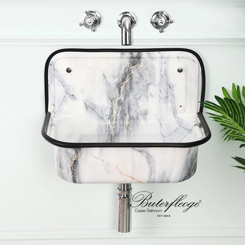 European Wash Basin Retro Bronze Plating Nostalgia Hanging Basin Bathroom Sink Model Room Wash Kitchen Balcony