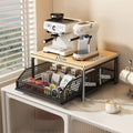 Modern kitchen microwave rack storage rack - sturdy solid wood and metal structure, space-saving countertop storage rack