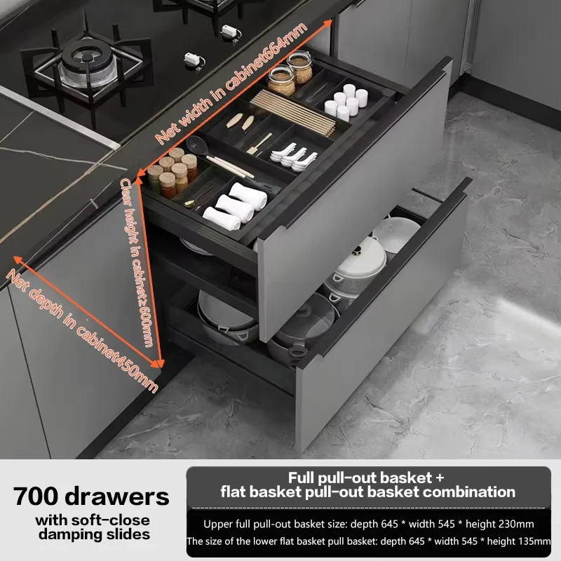 Pull-Out Basket Kitchen Cabinet Multi-Layer Drawer-Type Bowl Rack Drawer-Type Middle Drawer Cabinet Storage Bowls And Dishes