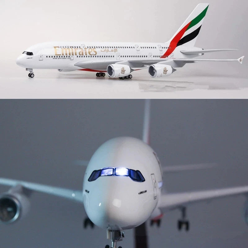 Airbus A380 UAE/Emirates Toy Plane Model 1/160 Scale 18 Inches Large Model Airplane Toy Kits with Stand Airliner Model Plane