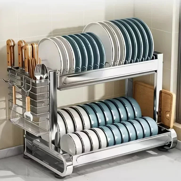 Adjustable  Stainless Steel Drain Rack Multifunctional Dish Bowl Drainboard for Cutlery Storage Kitchen Organization Holder