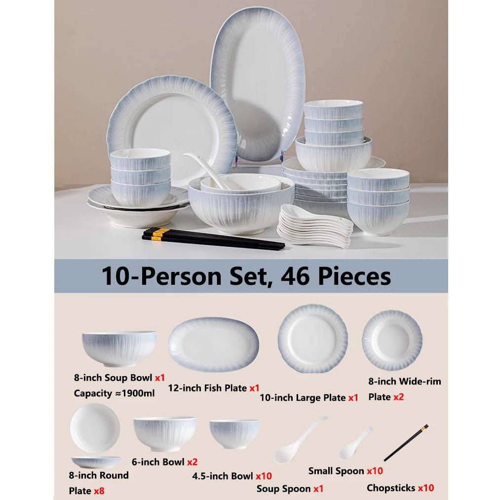 Dish sets full set bowl kitchen dinnerware luxury ceramic china dinnerware sets full set vintage dinner set chinese travel kit