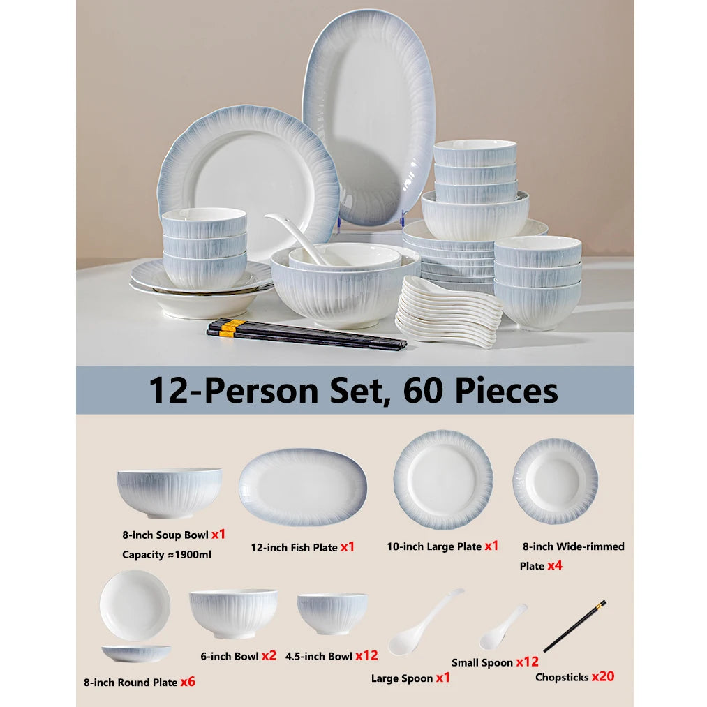 Dish sets full set bowl kitchen dinnerware luxury ceramic china dinnerware sets full set vintage dinner set chinese travel kit