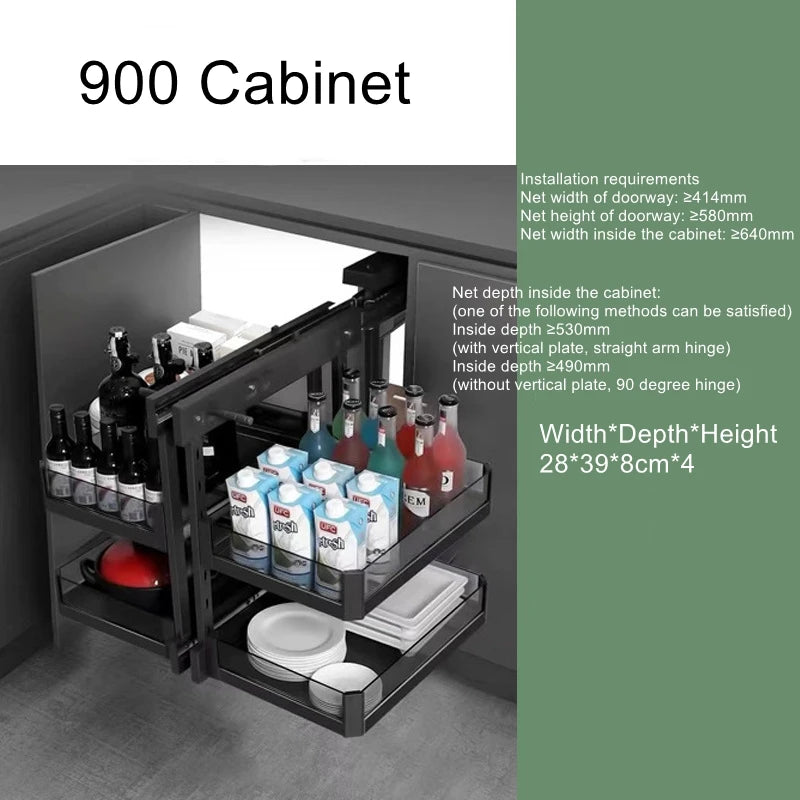 Cabinet corner pull-out corner small monster kitchen seasoning dish basket drawer type large capacity storage