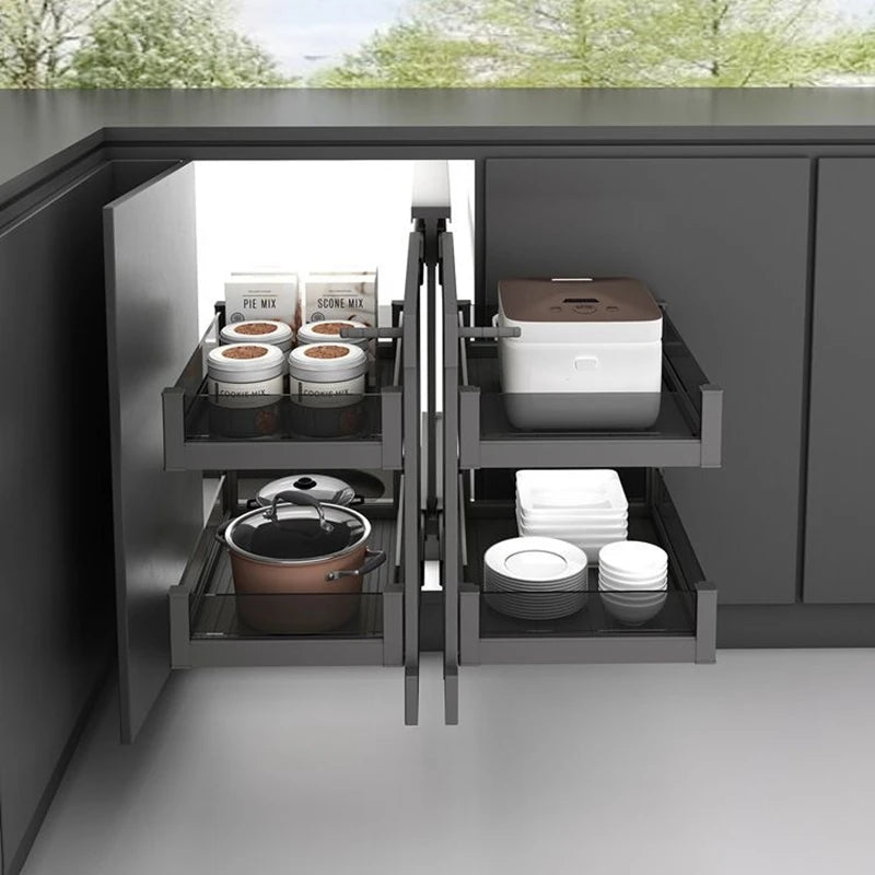 Cabinet corner pull-out corner small monster kitchen seasoning dish basket drawer type large capacity storage