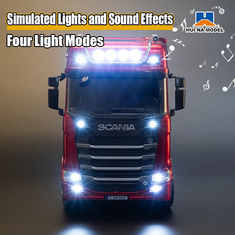 Huina 1501 1/18 Scania 770S Licensed RC Truck 4x4 2.4G 19CH Full Proportional Control Simulated Lights Realistic Suspension