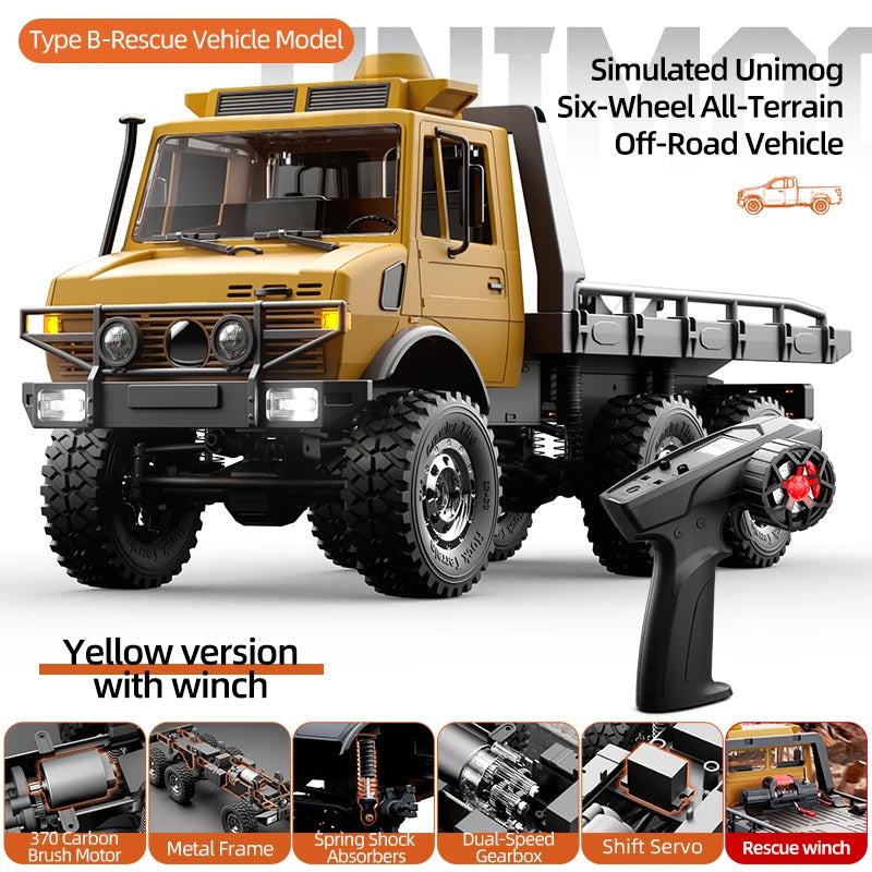 2026 New JJRC C8823 1/18 6x6 Off-Road Rc Car -Metal Chassis Crawler Dual Speed Gearbox 370 Motor Rc Truck RTR Adult Boys' Toys.