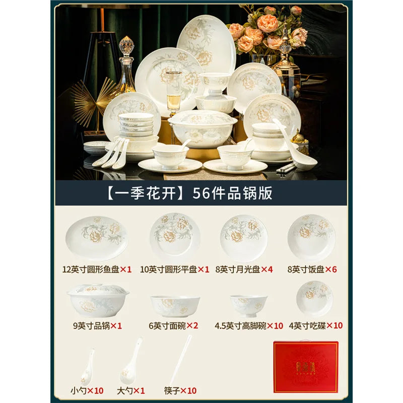 bone china dinnerware set - ceramic plates and bowls