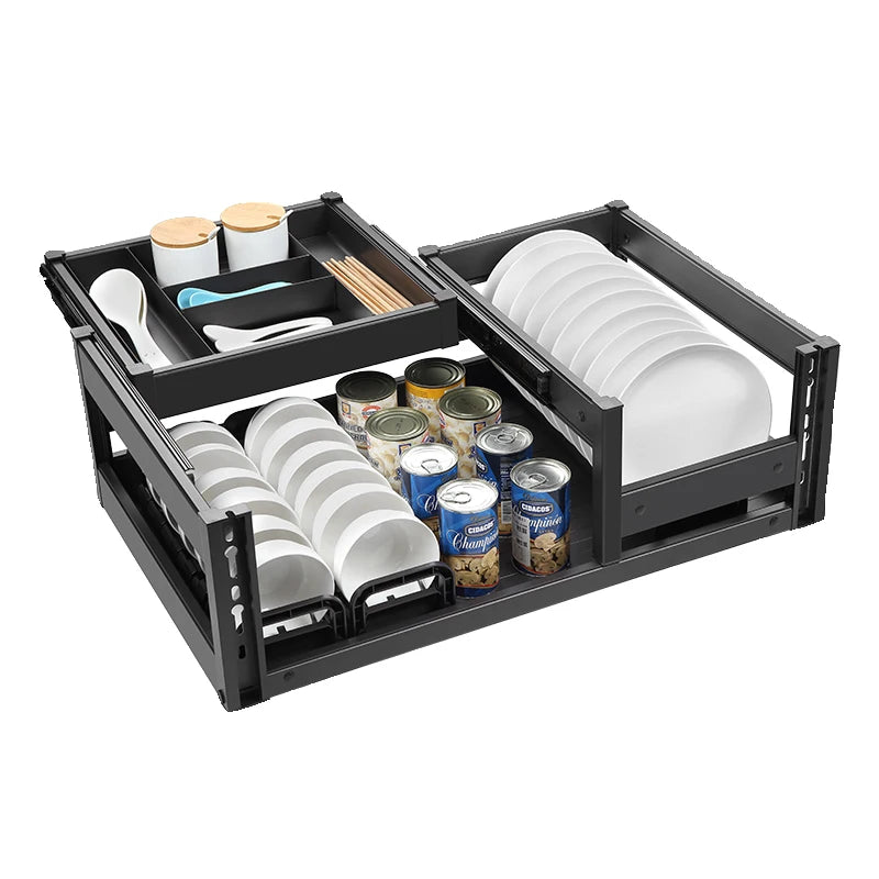 Pull-Out Basket Kitchen Cabinet Multi-Layer Drawer-Type Bowl Rack Drawer-Type Middle Drawer Cabinet Storage Bowls And Dishes