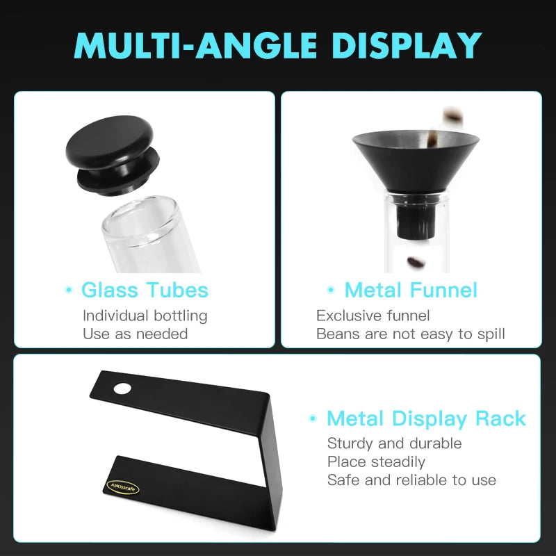 AliKisscafe Magnetic Coffee Beans Storage Container Glass Tube Display Rack Single Dose Espresso Accessories Barista Tools Gifts