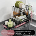 Retractable Dish Drainer Kitchen Storage Organization Sink Dish Rack with Tray Plate Bowl Cup Kitchenware Tableware Drainer Rack