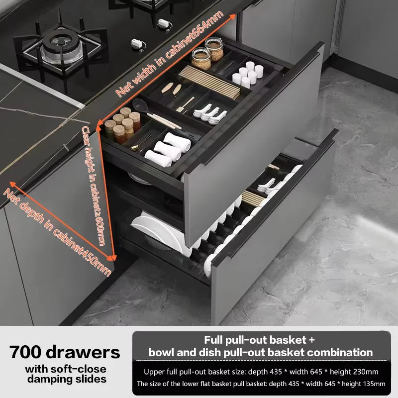 Pull-Out Basket Kitchen Cabinet Multi-Layer Drawer-Type Bowl Rack Drawer-Type Middle Drawer Cabinet Storage Bowls And Dishes