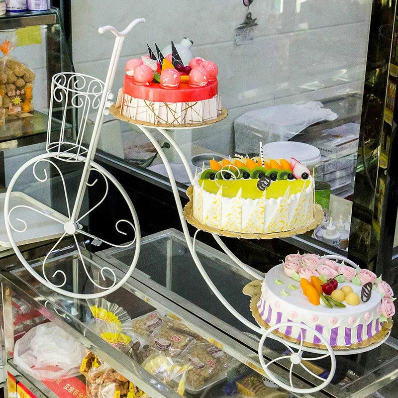 European Creative Wrought Iron Cake Rack, Bicycle Wedding Three-layer Cake Rack, Birthday Multi-layer Dessert Display Stand
