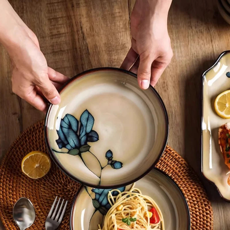 Japanese-style Tableware Set Moving House Creative Retro Bowl And Plate Tableware Set Home Use Plate Bowl And Chopsticks Set