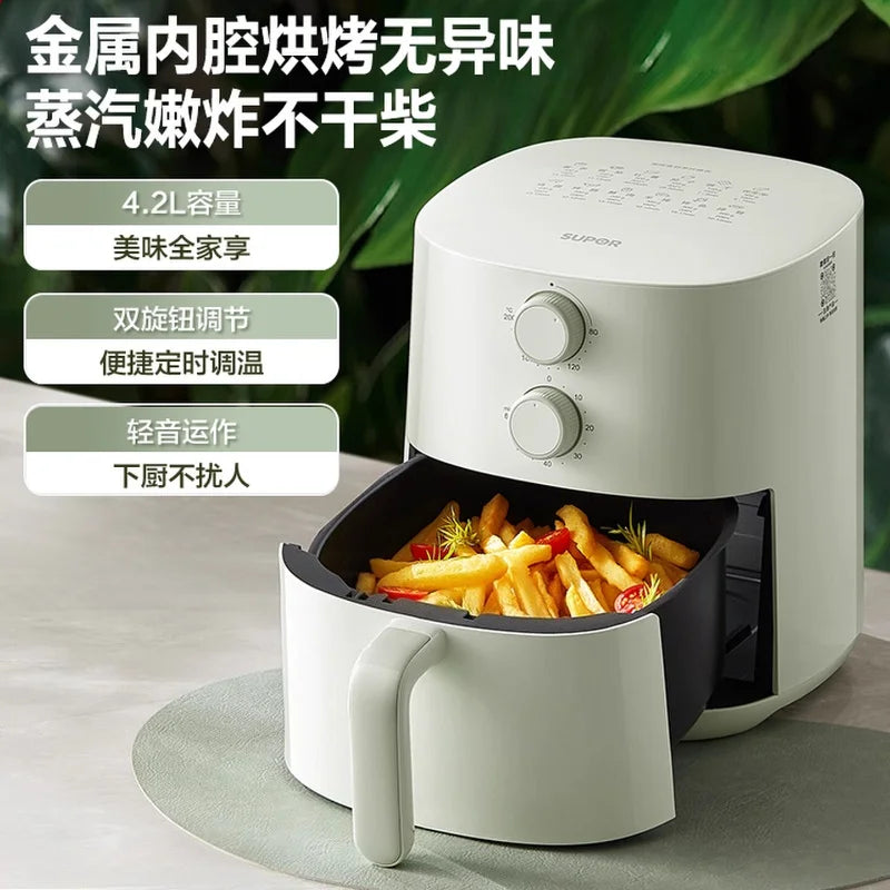 Large Capacity Home Air Fryer Multifunctional Electric Cooking Machine Flip-Free Steam Function for Healthy Cooking
