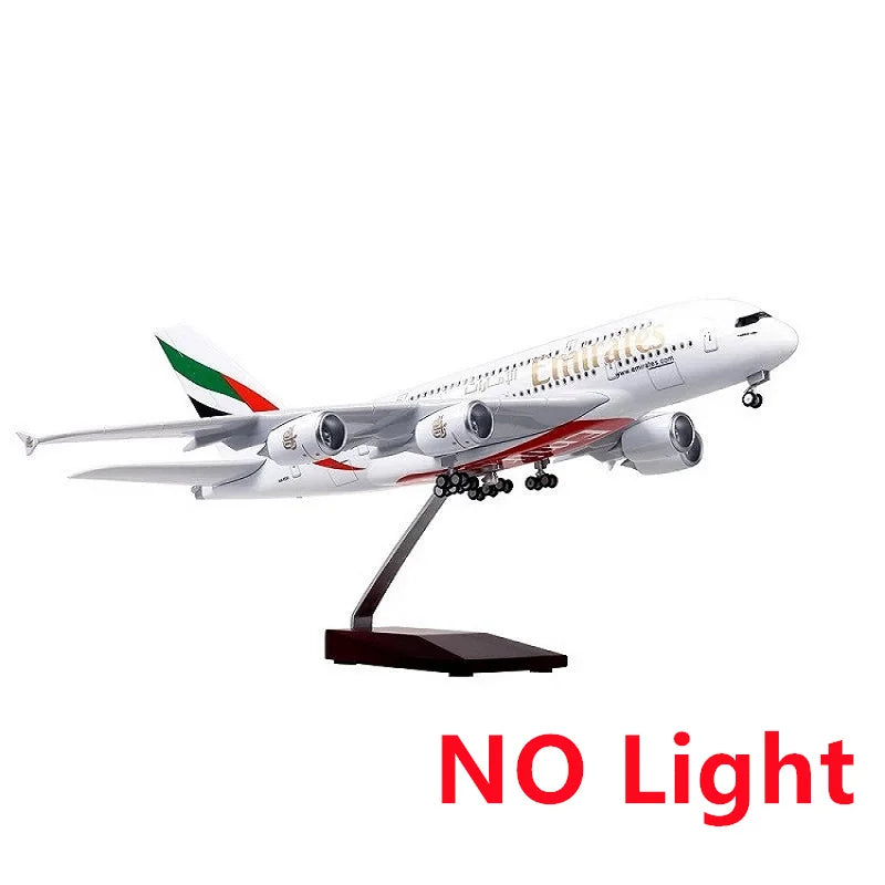 Airbus A380 UAE/Emirates Toy Plane Model 1/160 Scale 18 Inches Large Model Airplane Toy Kits with Stand Airliner Model Plane