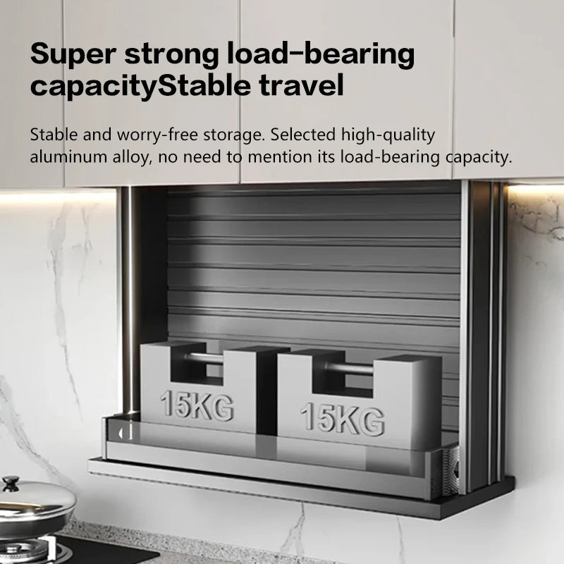 Kitchen Cabinet Lifting Basket Upper And Lower Buffer Double Door Seasoning Seasoning Basket Pull-Down Cabinet