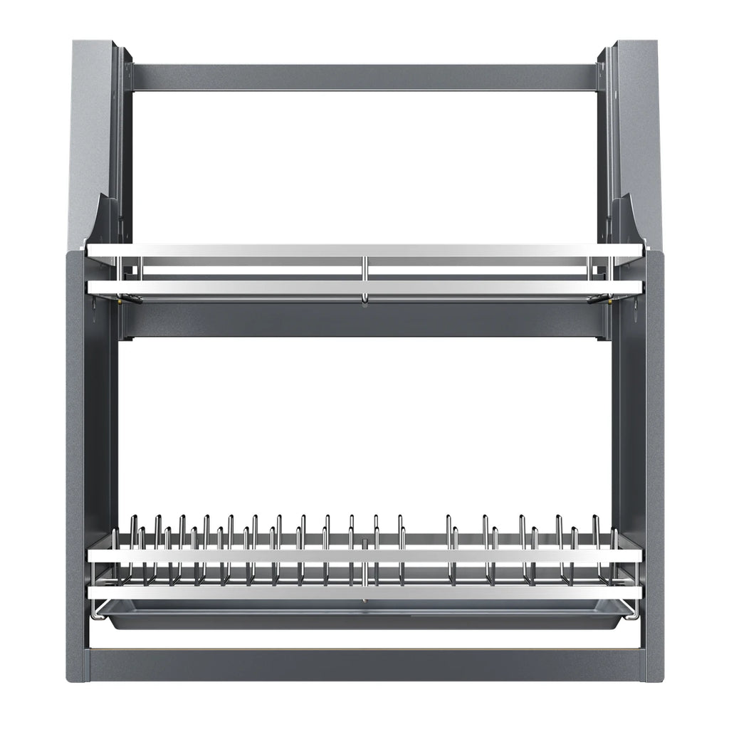 Smart Dish Rack Touch Switch Pull Down Shelf Electric Upper Cabinet Organizer LED Anti-Collision Quiet Kitchen Storage