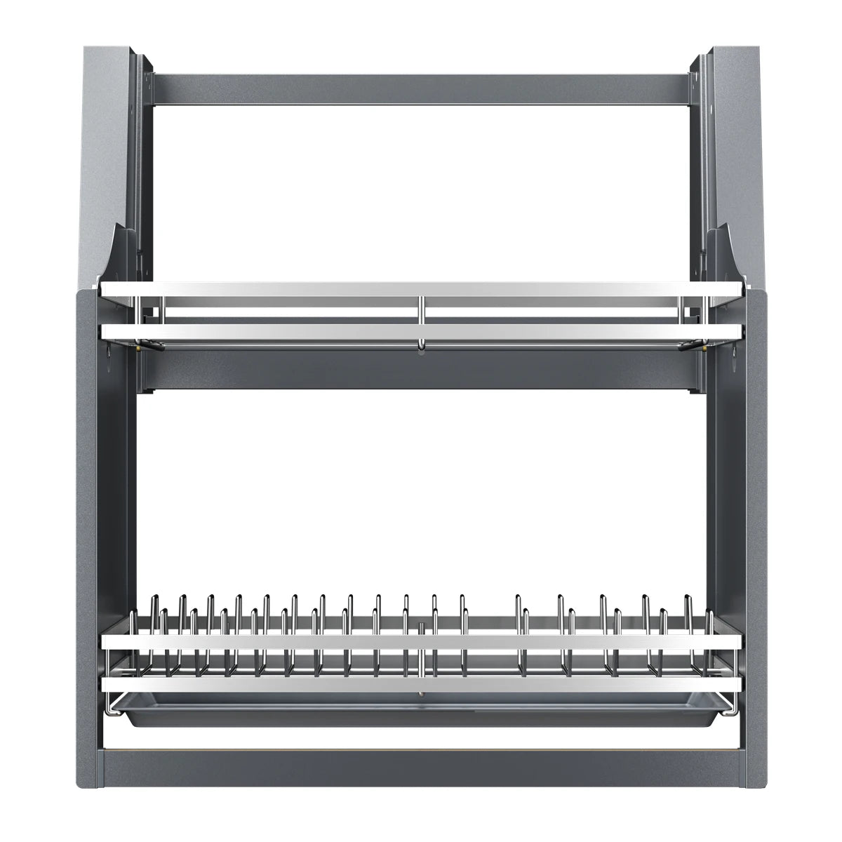 Smart Dish Rack Touch Switch Pull Down Shelf Electric Upper Cabinet Organizer LED Anti-Collision Quiet Kitchen Storage