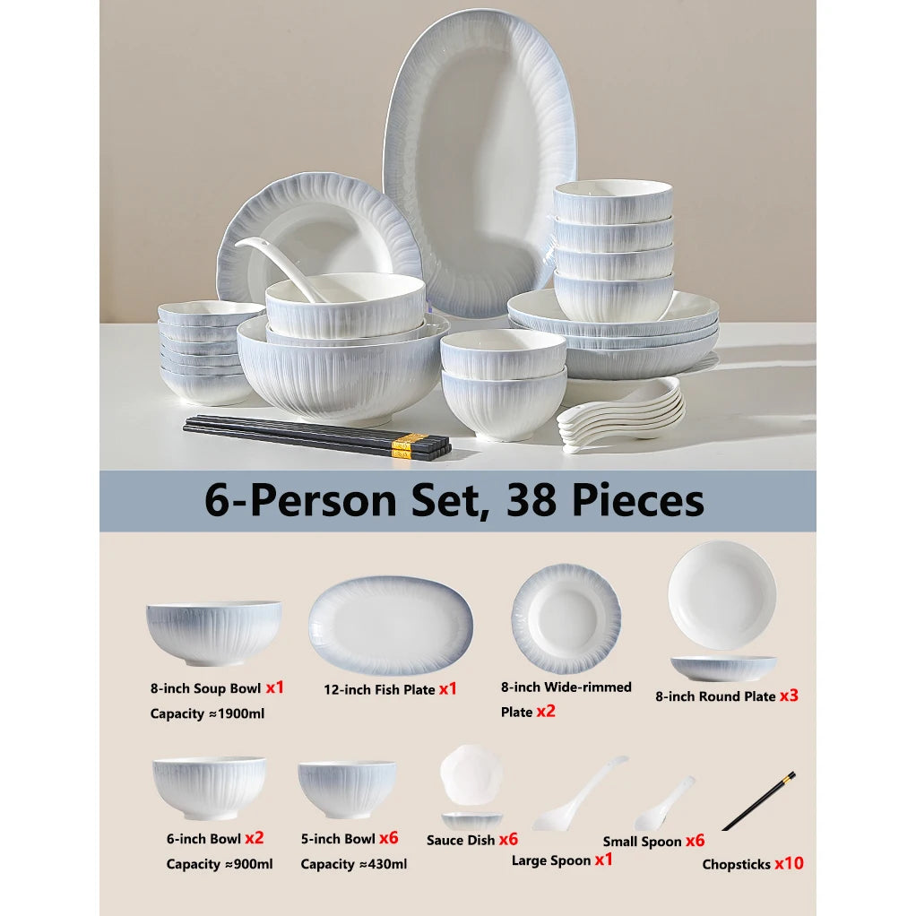 Dish sets full set bowl kitchen dinnerware luxury ceramic china dinnerware sets full set vintage dinner set chinese travel kit