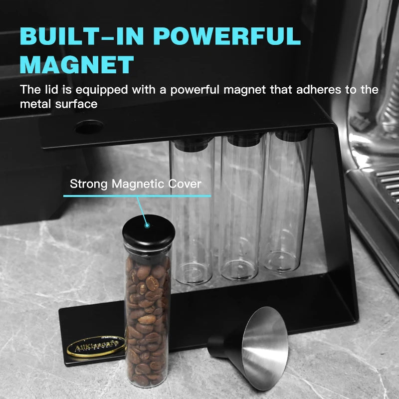 AliKisscafe Magnetic Coffee Beans Storage Container Glass Tube Display Rack Single Dose Espresso Accessories Barista Tools Gifts