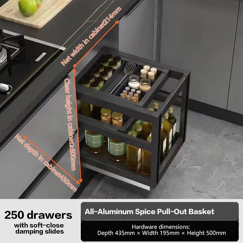Pull-Out Basket Kitchen Cabinet Multi-Layer Drawer-Type Bowl Rack Drawer-Type Middle Drawer Cabinet Storage Bowls And Dishes