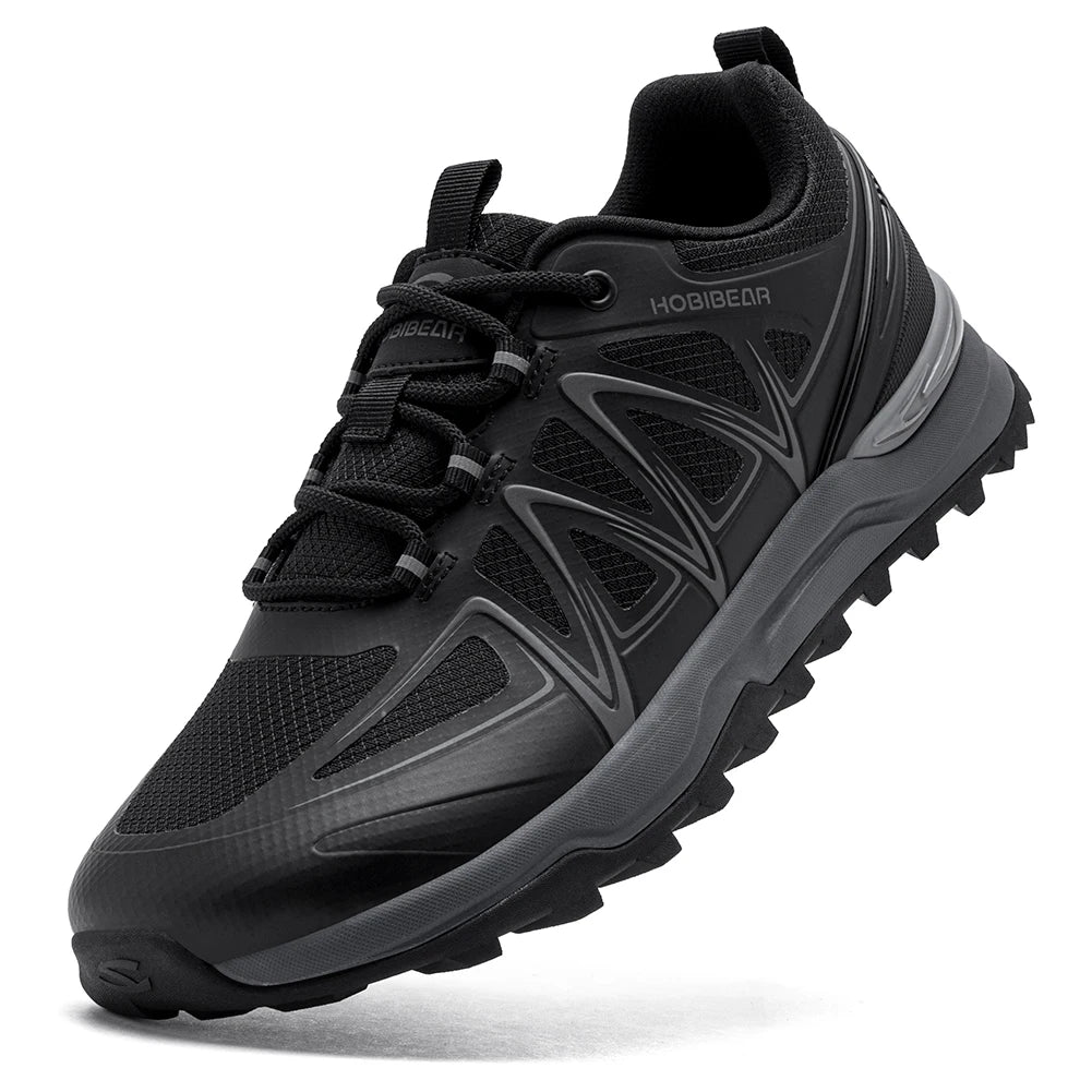 HOBIBEAR Unisex Wide Width Hiking Sneakers Outdoor Trail Running Shoes Artificial Leather Non Slip Lace-Up Walking Sneaker