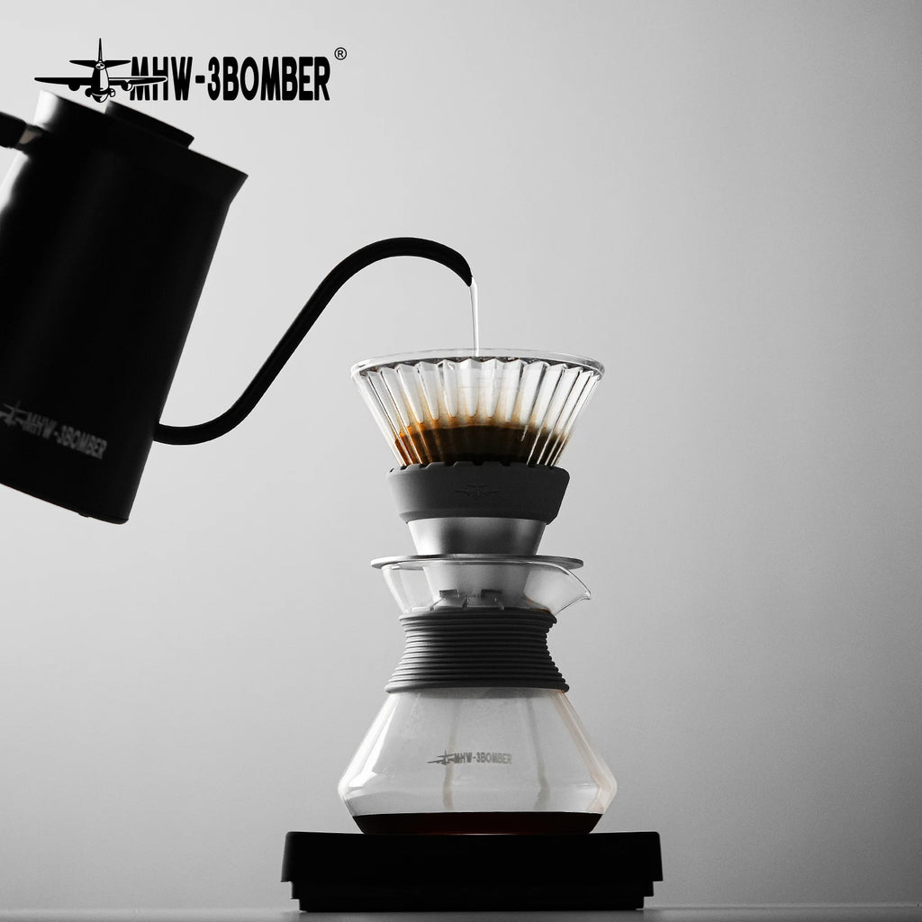 MHW-3BOMBER Aroma Coffee Server WBrC Champion Jianing Du Collaboration Glass Drip Coffee Server Clear Pour Over Coffee Pot