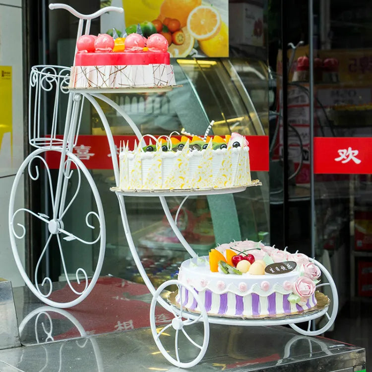 European Creative Wrought Iron Cake Rack, Bicycle Wedding Three-layer Cake Rack, Birthday Multi-layer Dessert Display Stand