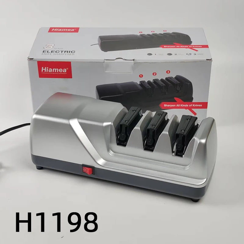 NEW Electric Knife Sharpener-Diamond Wheel System 3-Stage Sharpening (Coarse/Fine/Polish) Fast & Safe for Kitchen Chef