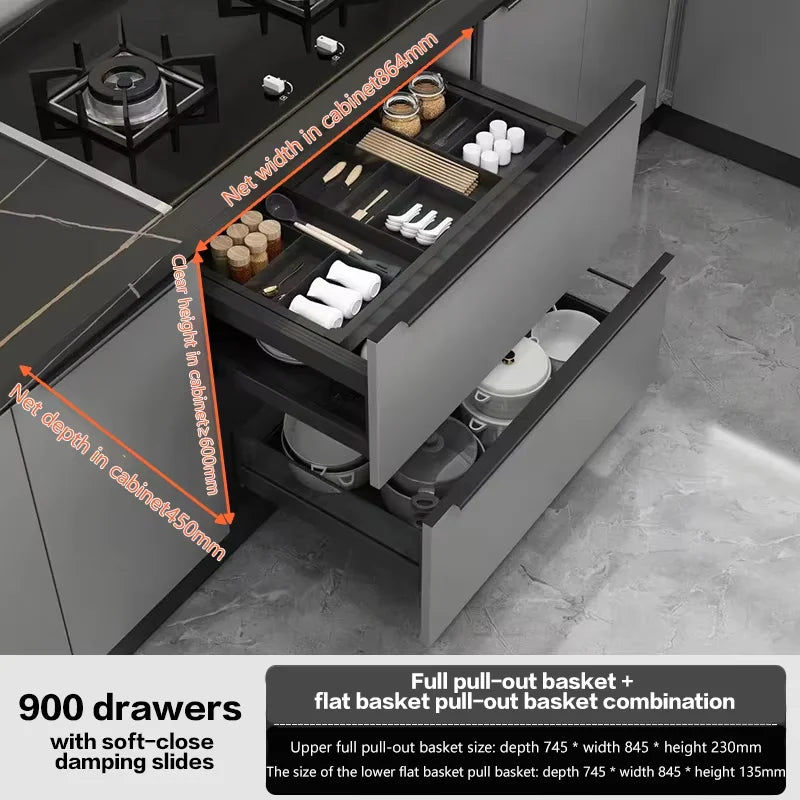 Pull-Out Basket Kitchen Cabinet Multi-Layer Drawer-Type Bowl Rack Drawer-Type Middle Drawer Cabinet Storage Bowls And Dishes
