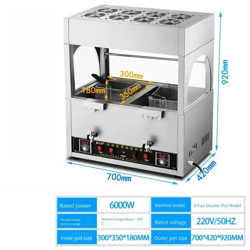 No Oil Fume Commercial Electric Environmental Protection Fryer Potato Twister Fritter  Frying Pan High Efficiency Large Capacity