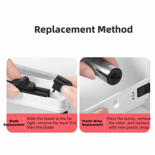 2 in 1 Food Film Dispenser Cutter Refillable Safety Cling Film Cutter Plastic Wrap Organizer Cling Film Storage Holder