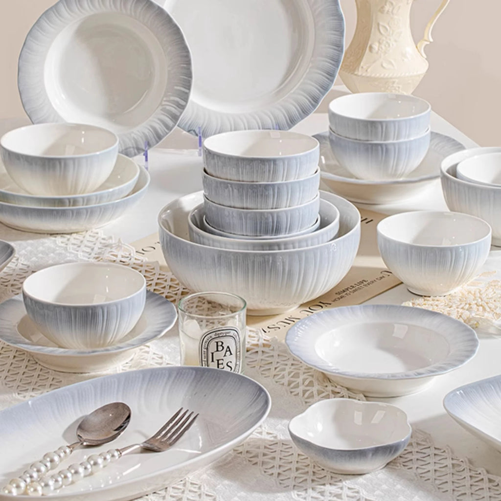 Dish sets full set bowl kitchen dinnerware luxury ceramic china dinnerware sets full set vintage dinner set chinese travel kit