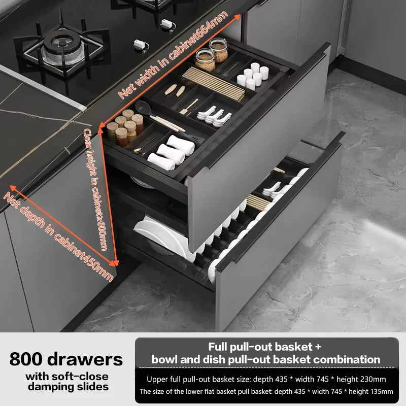Pull-Out Basket Kitchen Cabinet Multi-Layer Drawer-Type Bowl Rack Drawer-Type Middle Drawer Cabinet Storage Bowls And Dishes