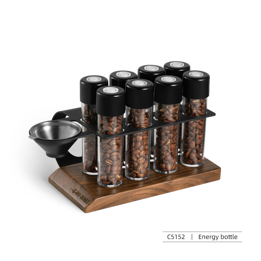 MHW-3BOMBER Coffee Bean Cellars Tubes Single Dose Coffee Bean Storage with 8 Tubes with Exhaust Valve Shelf & Funnel Cafe Tools