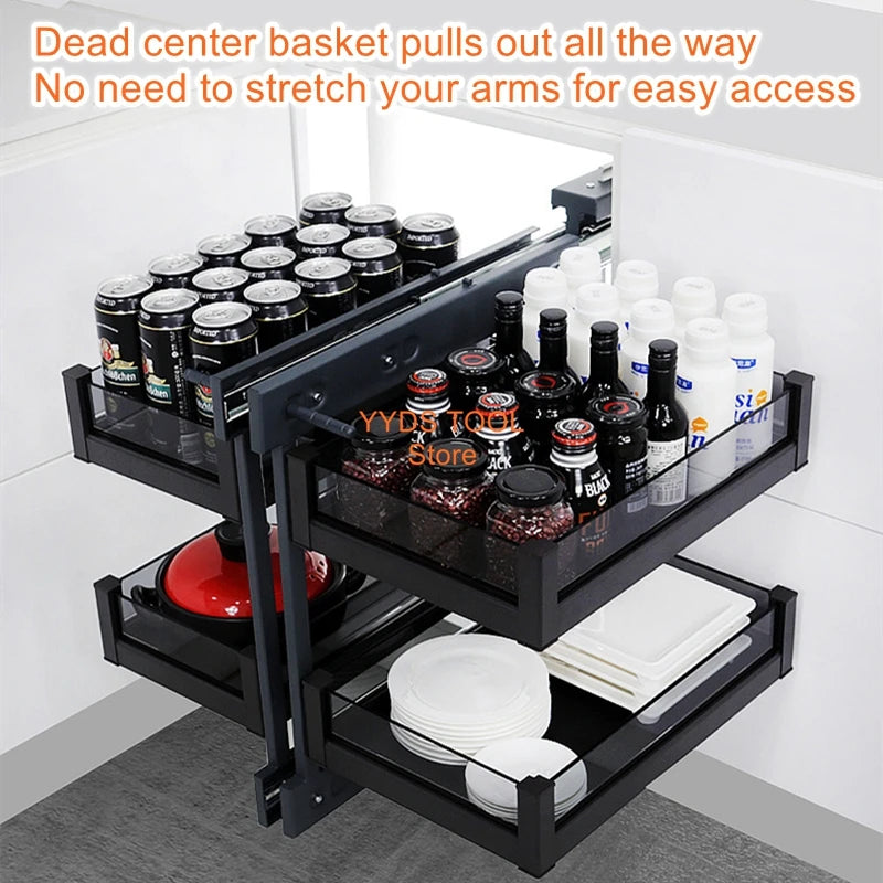 Cabinet corner pull-out corner small monster kitchen seasoning dish basket drawer type large capacity storage