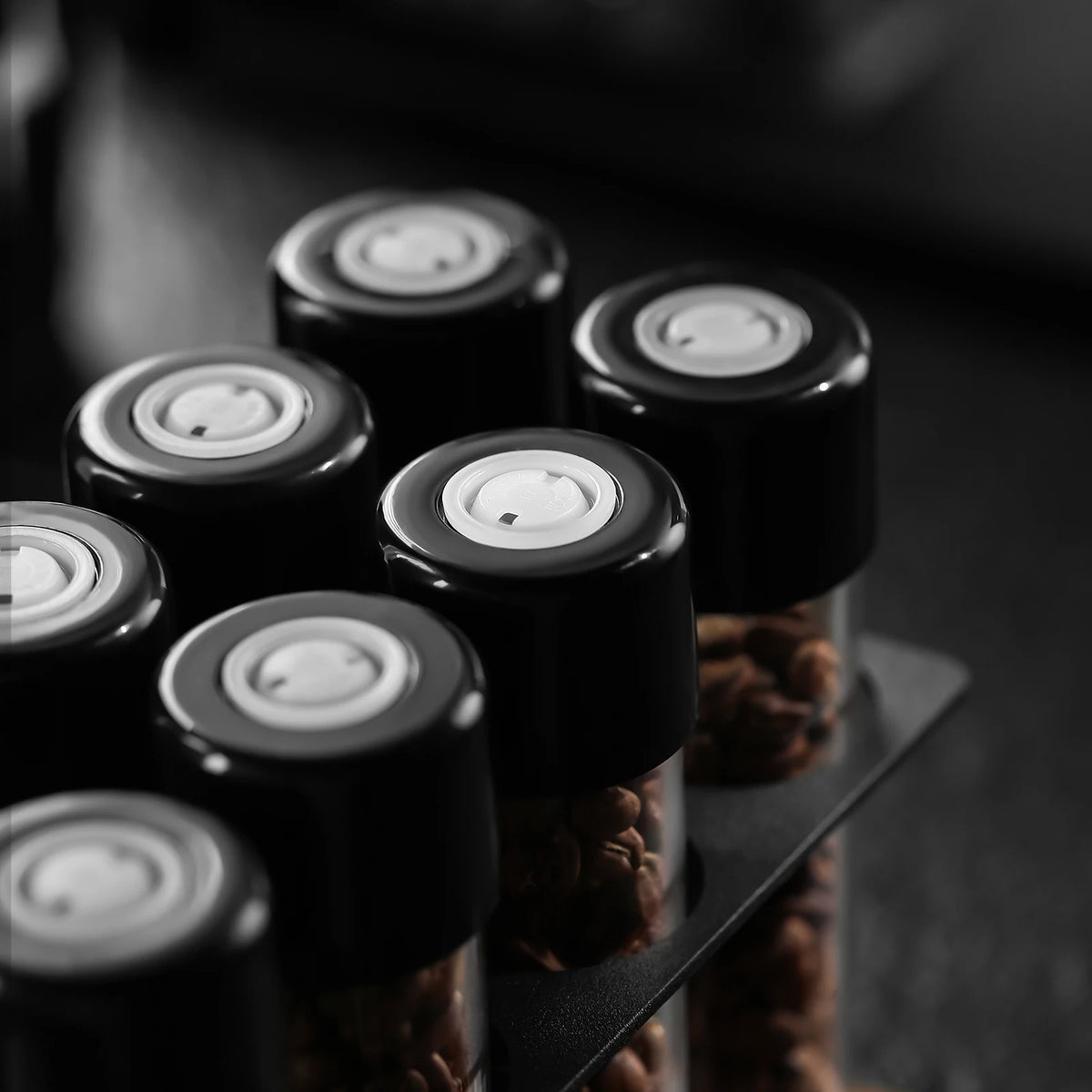 MHW-3BOMBER Coffee Bean Cellars Tubes Single Dose Coffee Bean Storage with 8 Tubes with Exhaust Valve Shelf & Funnel Cafe Tools