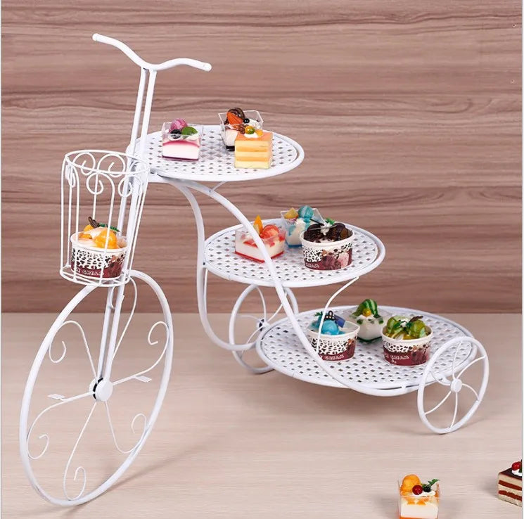 European Creative Wrought Iron Cake Rack, Bicycle Wedding Three-layer Cake Rack, Birthday Multi-layer Dessert Display Stand