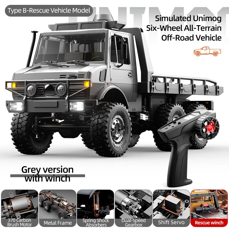 2026 New JJRC C8823 1/18 6x6 Off-Road Rc Car -Metal Chassis Crawler Dual Speed Gearbox 370 Motor Rc Truck RTR Adult Boys' Toys.