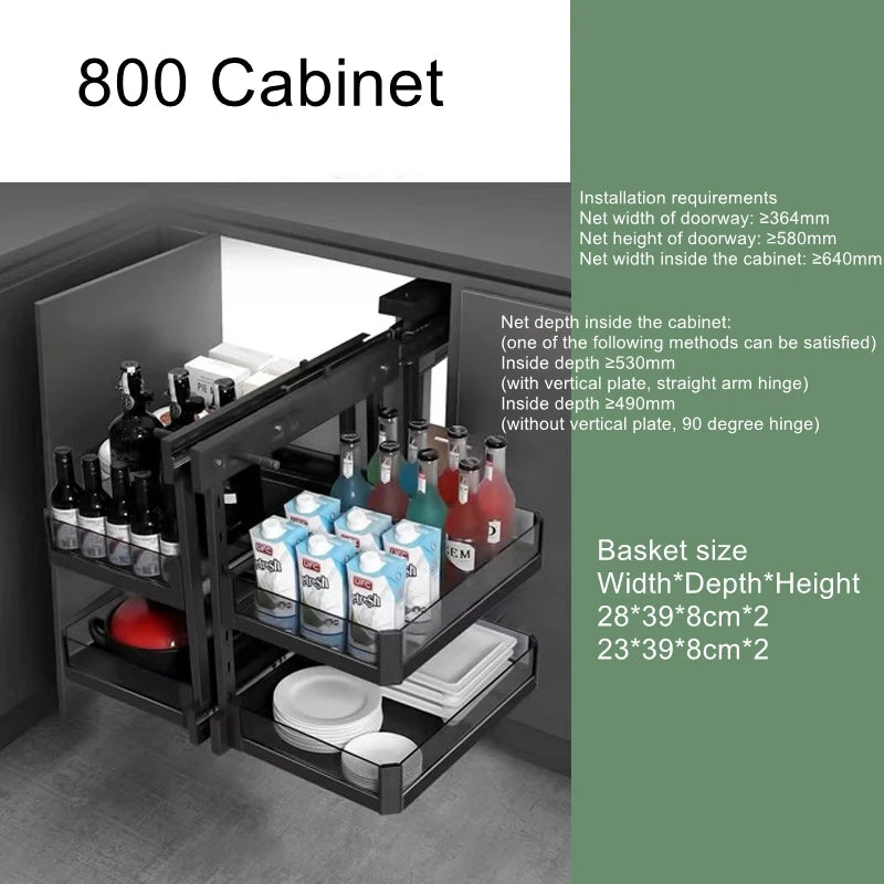 Cabinet corner pull-out corner small monster kitchen seasoning dish basket drawer type large capacity storage