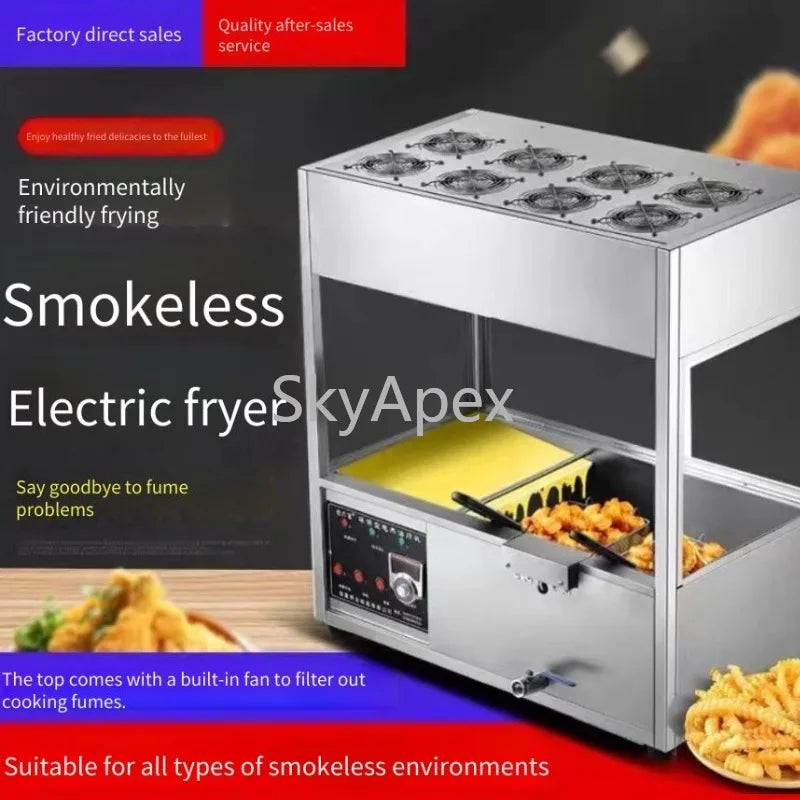 No Oil Fume Commercial Electric Environmental Protection Fryer Potato Twister Fritter  Frying Pan High Efficiency Large Capacity