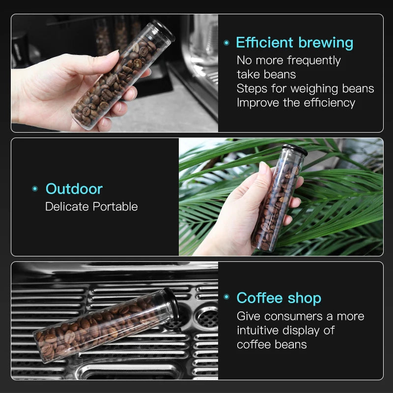 AliKisscafe Magnetic Coffee Beans Storage Container Glass Tube Display Rack Single Dose Espresso Accessories Barista Tools Gifts