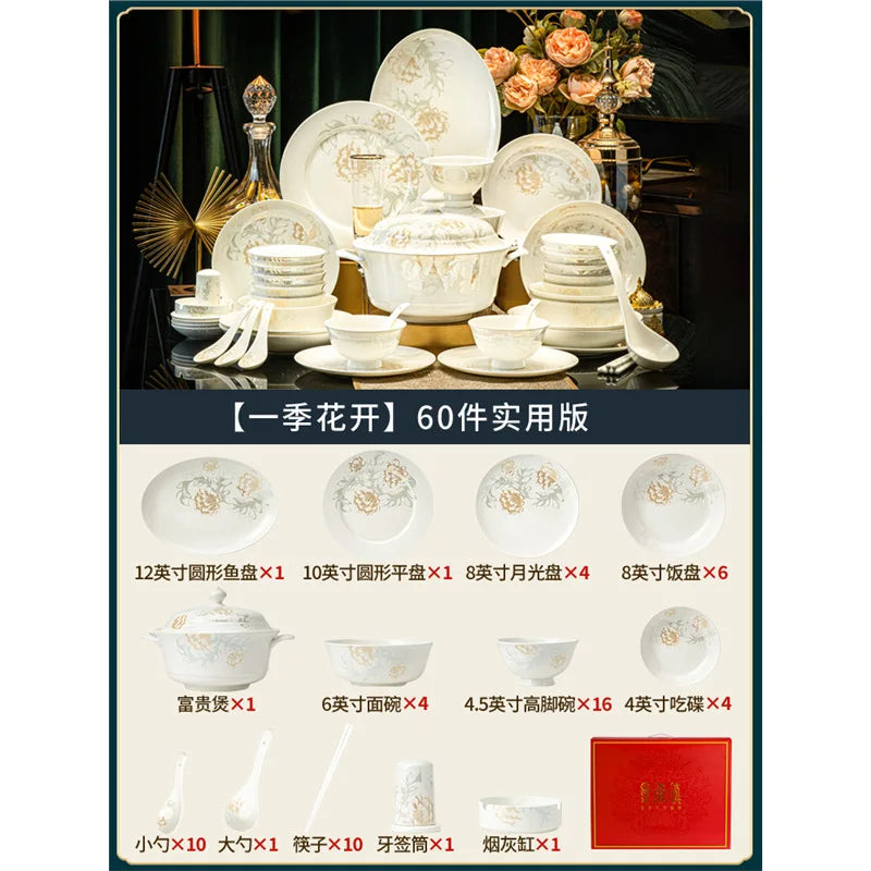 bone china dinnerware set - ceramic plates and bowls